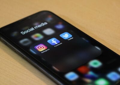 social media icons on a phone